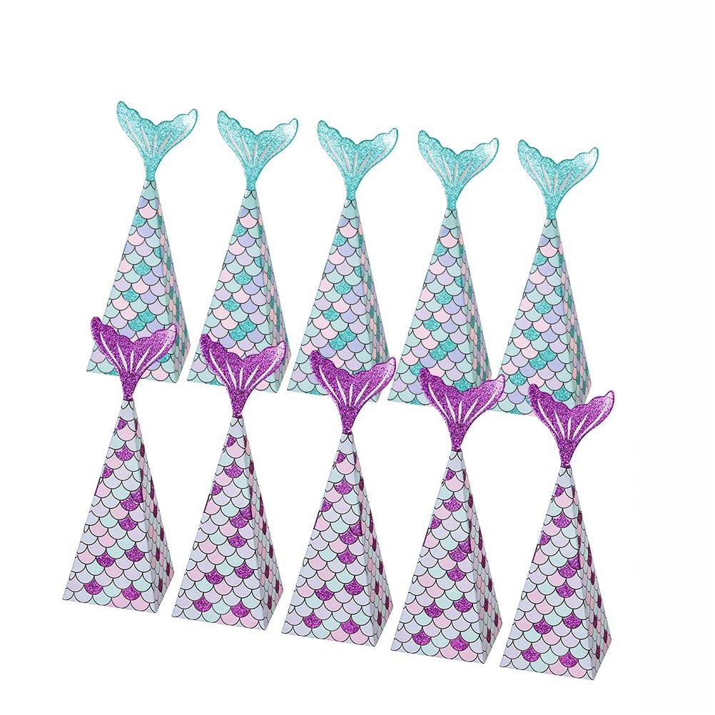 10Pcs Mermaid Party Favors Boxes Mermaid Gift Bags Box Kids Mermaid Party Goodie Bags