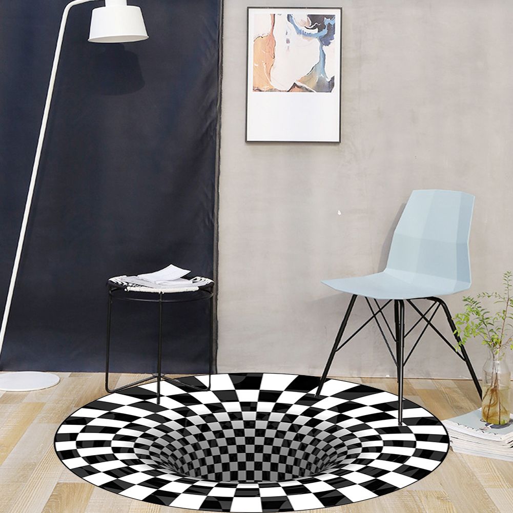 3D Round Carpet Rug Living Room Doormat Coffee Table Blanket 3D Optical Decorative Carpet for Bedroom Dining Room Office