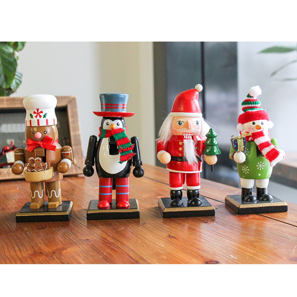 Christmas Wooden Nutcracker Ornaments Nutcracker Figures Toy Puppet Desktop Ornaments Home Decor