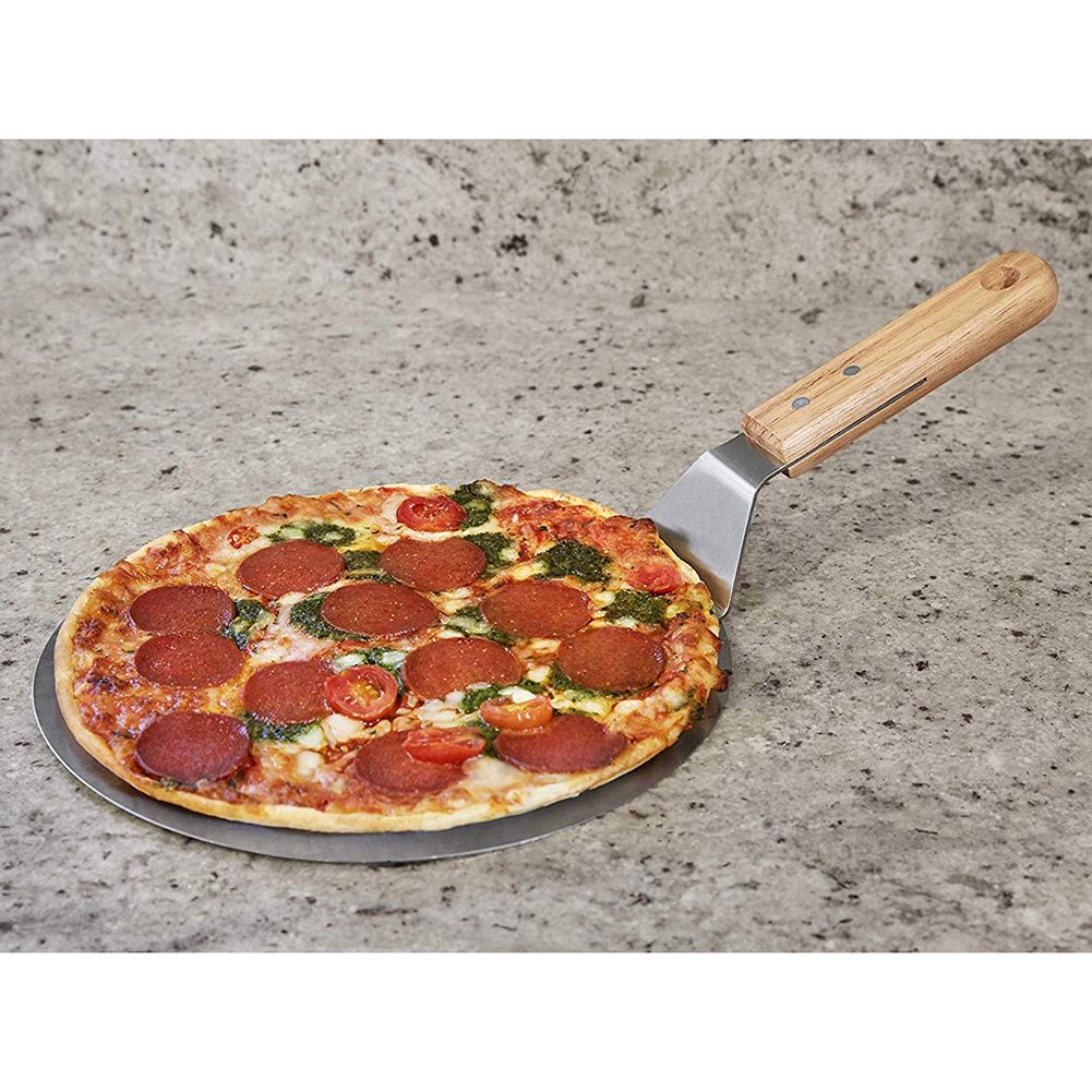 10inch Stainless Steel Pizza Peel Shovel with Wooden Handle Cake Shovel Baking Tools for Cheese Pizza Cutting Kitchen Accessories