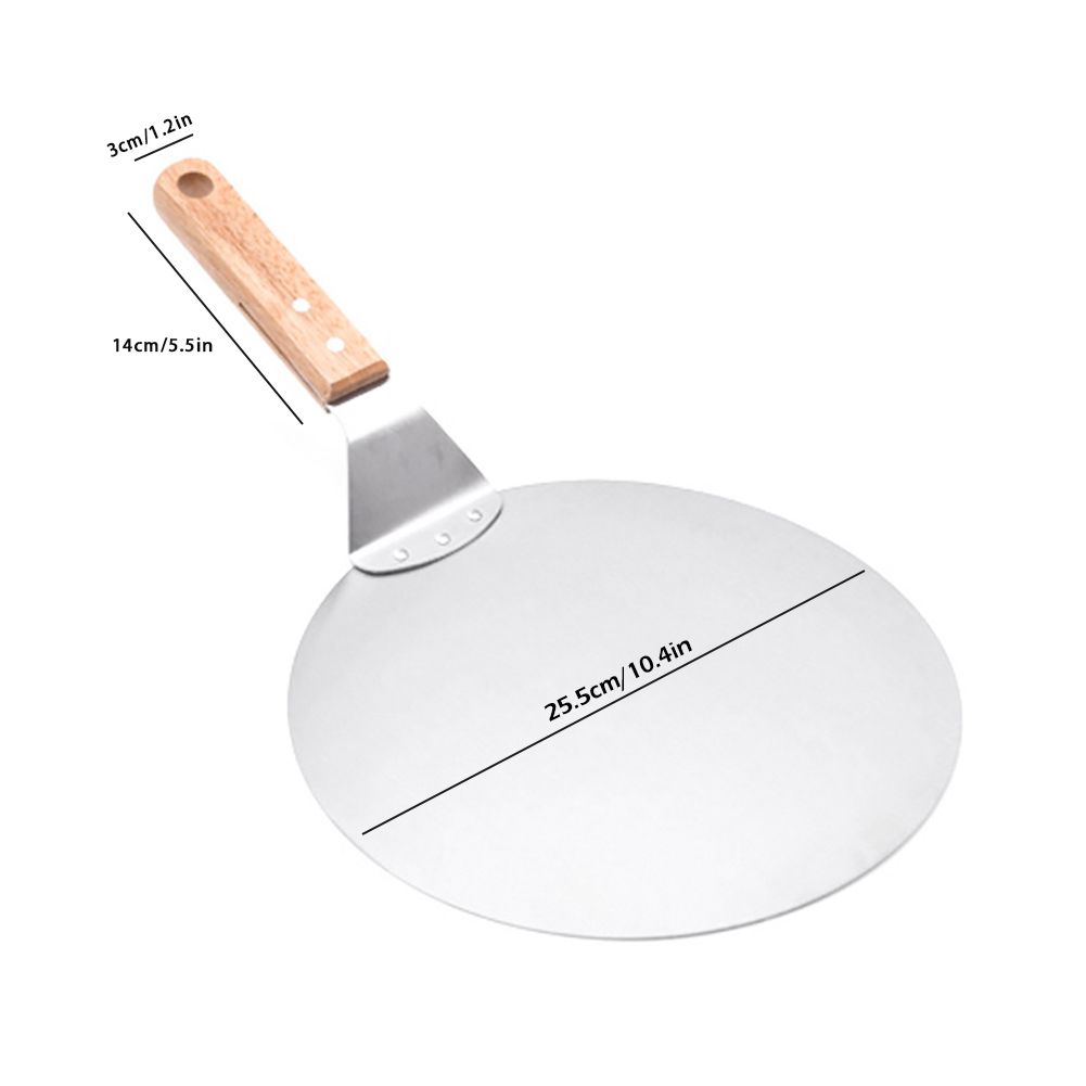 10inch Stainless Steel Pizza Peel Shovel with Wooden Handle Cake Shovel Baking Tools for Cheese Pizza Cutting Kitchen Accessories