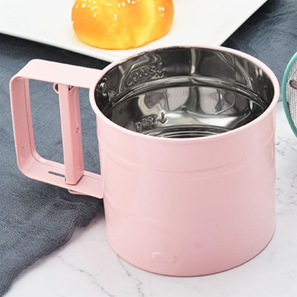 Kitchen Stainless Steel Flour Sifter Handheld Powder Flour Sieve Icing Sugar Manual Sieve Cup Home Baking Tools