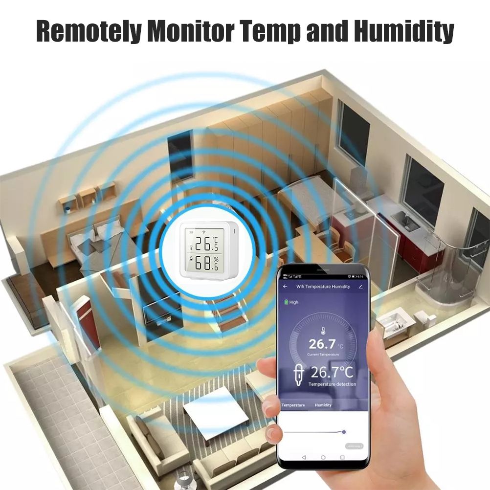 Smart WiFi Humidity Sensor Hygrometer Outdoor Indoor Thermometer Digital LCD Display Temperature Humidity Monitor