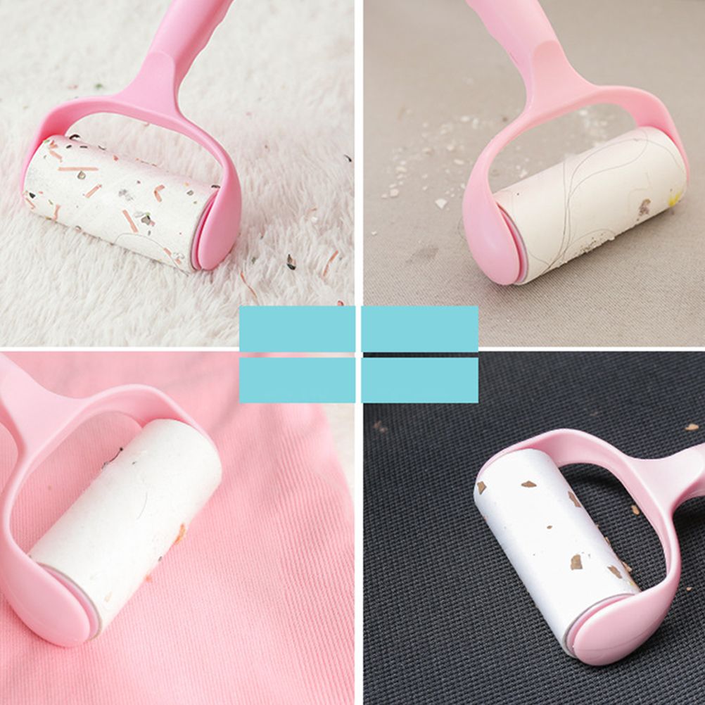 Roller Hair Remover Household Hair Sticking Device Multifunctional Portable Pet Hair Remover Clothes Sticking Device Pink