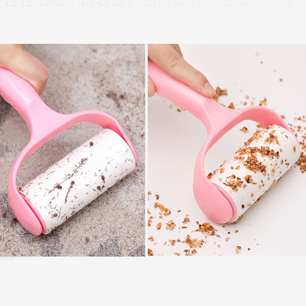 Roller Hair Remover Household Hair Sticking Device Multifunctional Portable Pet Hair Remover Clothes Sticking Device Pink