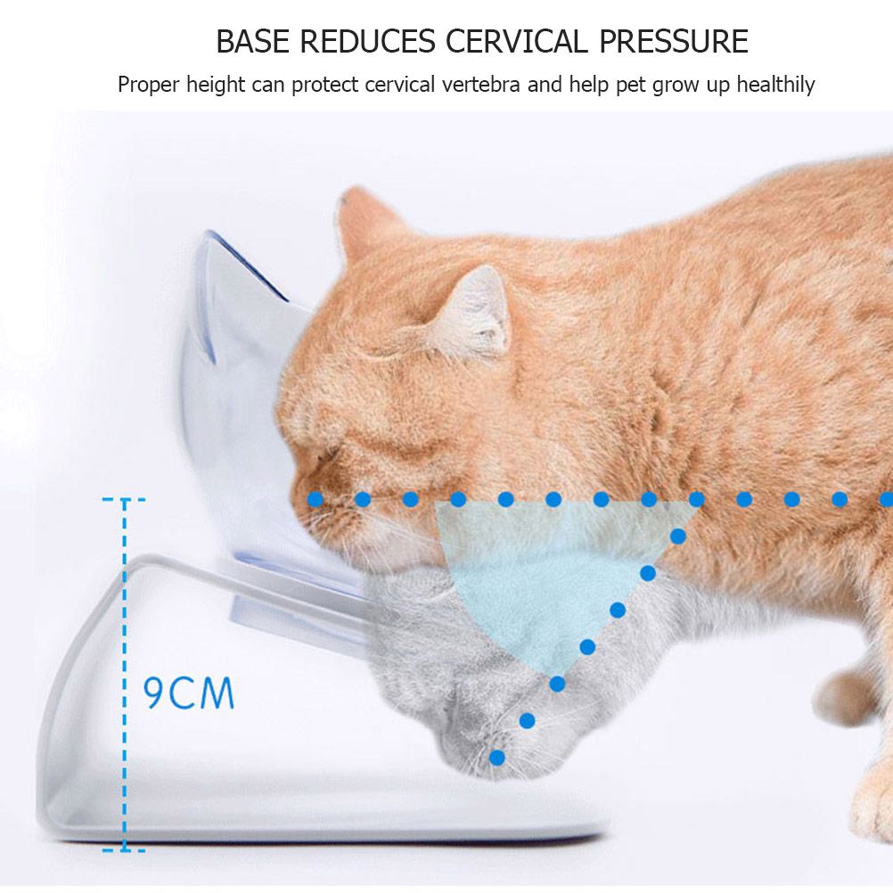 Cat Bowls Pet Feeding Bowl Cat Water Bowl Durable Fall Resistant 15 Degree Tilt Single Cat Food Bowl