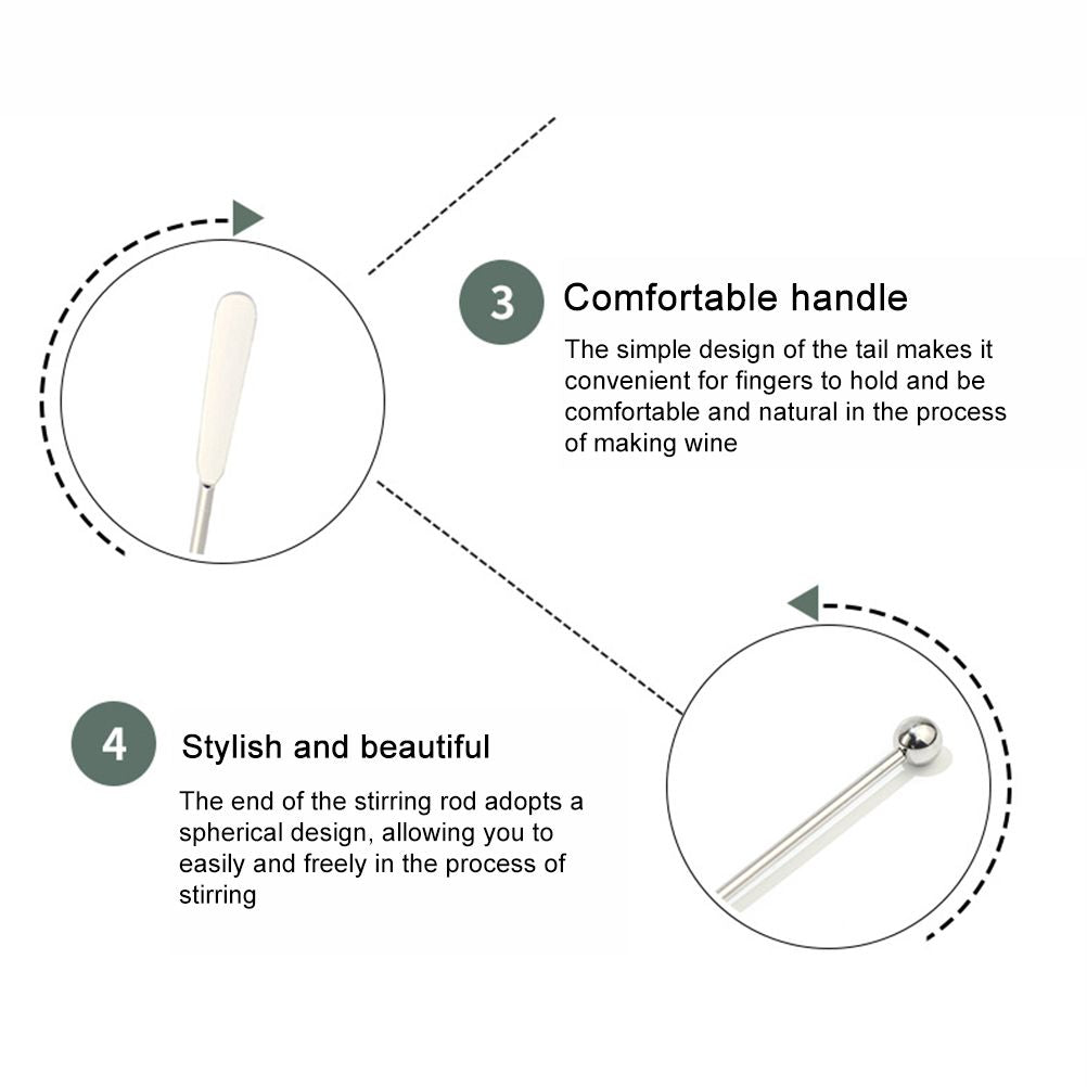 10Pcs Swizzle Sticks Stainless Steel Coffee Cocktail Beverage Drink Stirrer Stick Reusable Stir Sticks for Bar Home Office