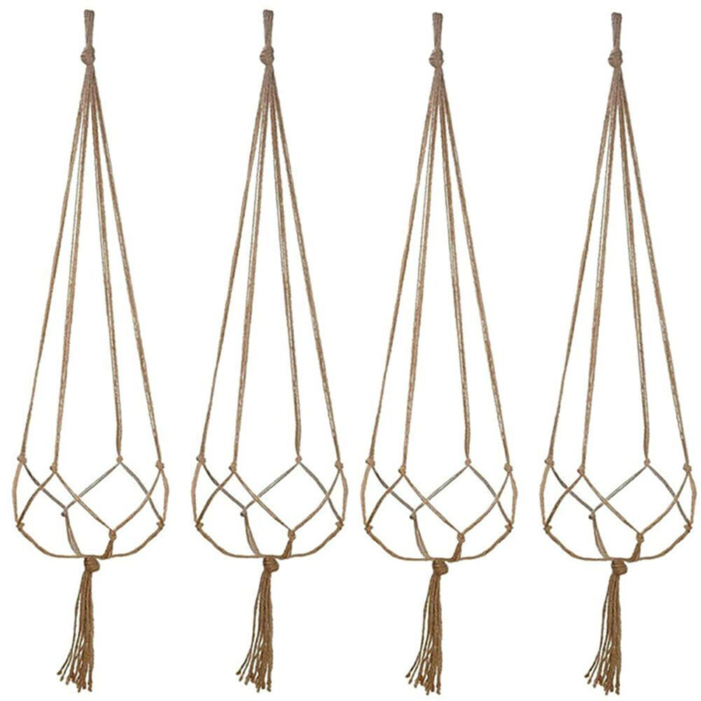 6Pcs Macrame Plant Hanger Vintage Rope Basket Indoor Outdoor Hanging Plant Holders