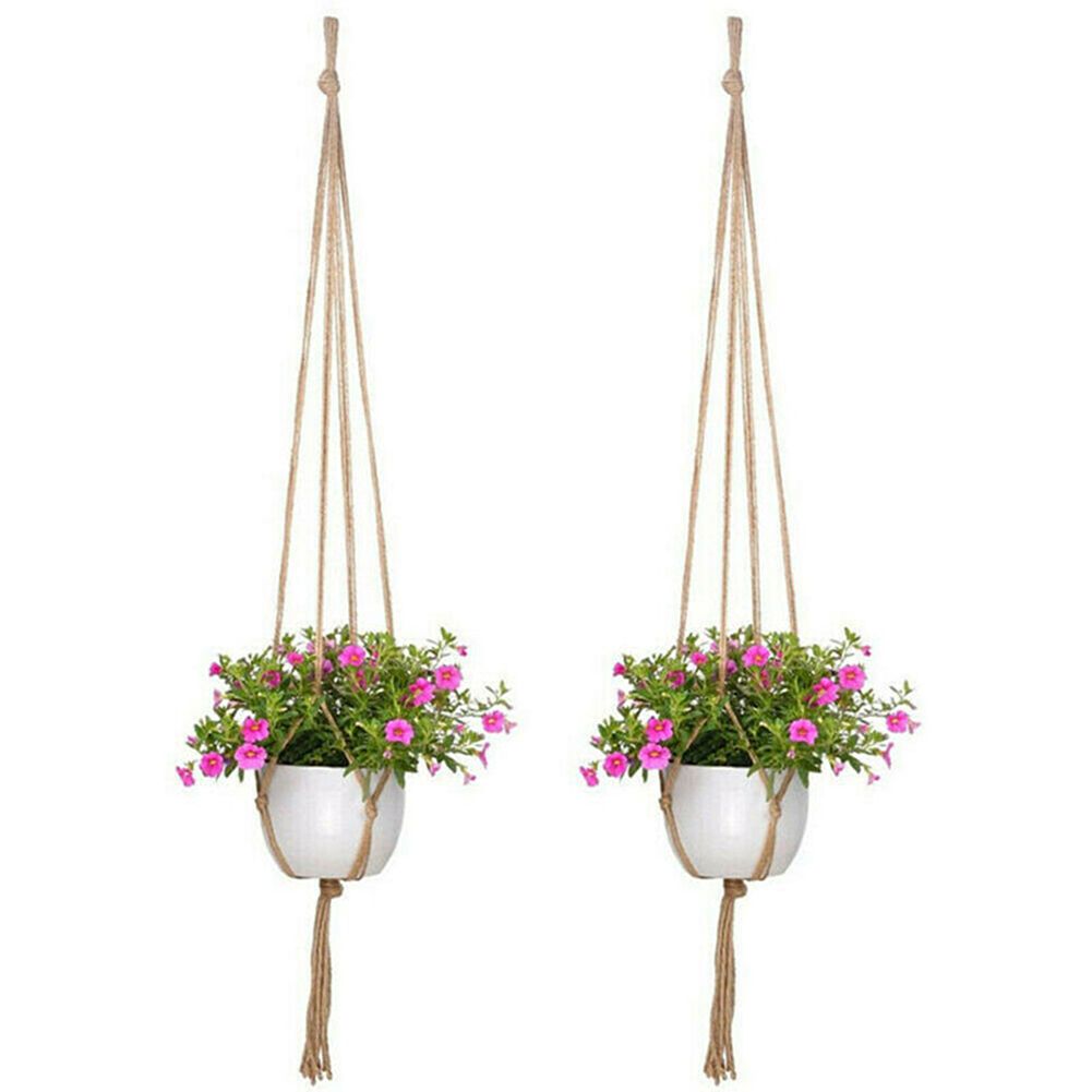 6Pcs Macrame Plant Hanger Vintage Rope Basket Indoor Outdoor Hanging Plant Holders