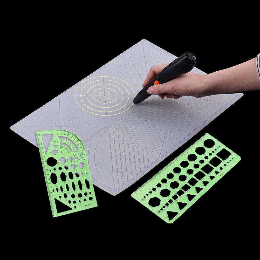 9Pcs Drawings Templates Measuring Geometric Rulers Plastic Draft Rulers for Engineering Building Studying and Designing