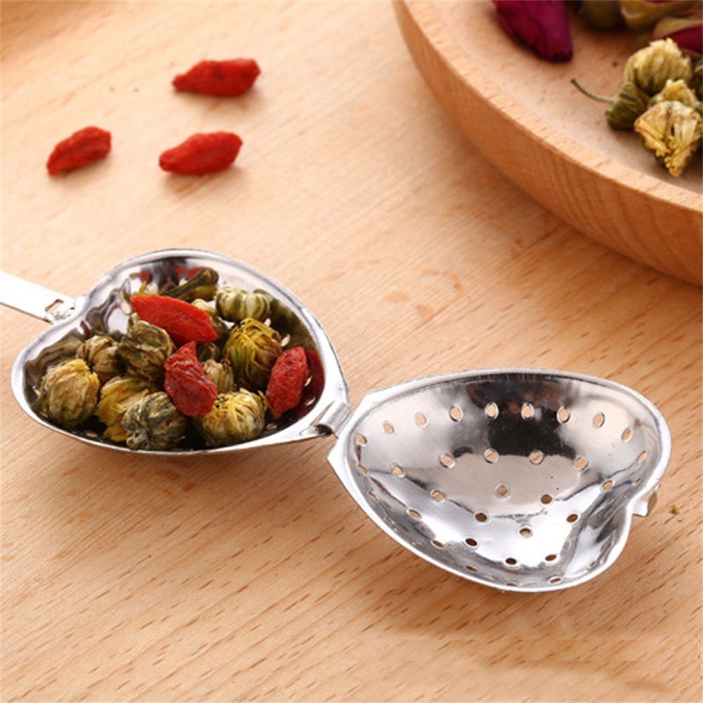 4PCS Stainless Steel Heart Shape Tea Infuser Long Handle Filter Tea Filter for Loose Tea