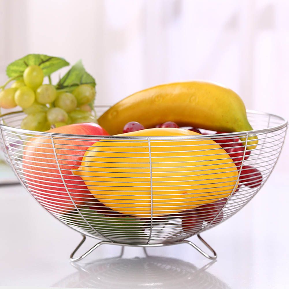 Stainless Steel Fruit Basket Kitchen Fruit Decorative Bowl Vegetable Drain Basket