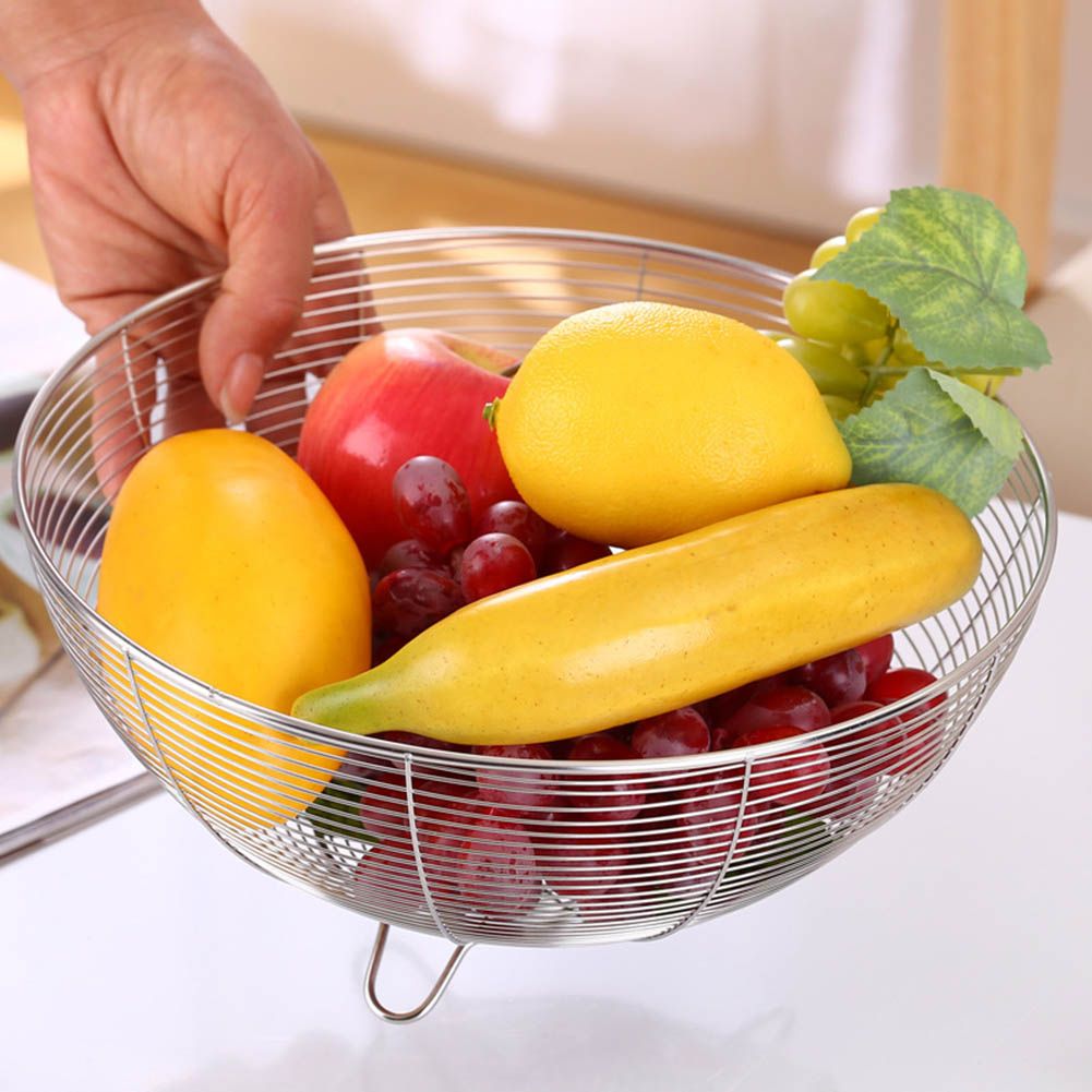 Stainless Steel Fruit Basket Kitchen Fruit Decorative Bowl Vegetable Drain Basket