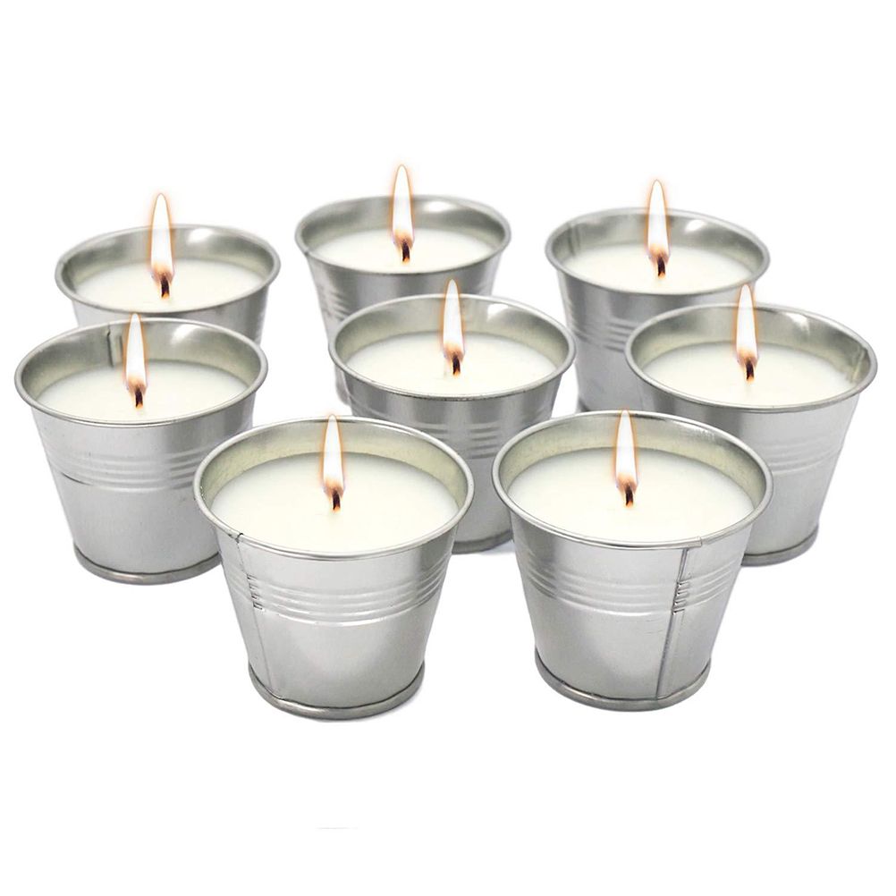 8Pcs/Set Iron Bucket Citronella Candles Scented Candles Smokeless Candle Set