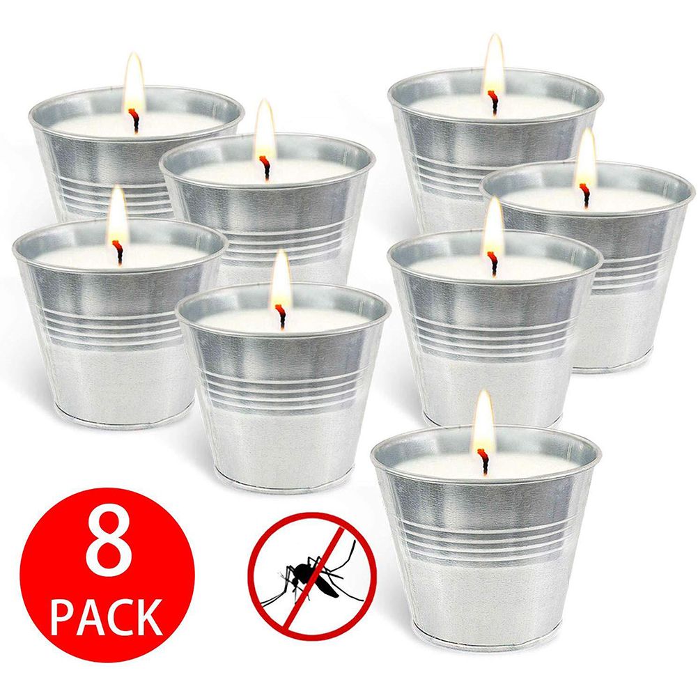 8Pcs/Set Iron Bucket Citronella Candles Scented Candles Smokeless Candle Set