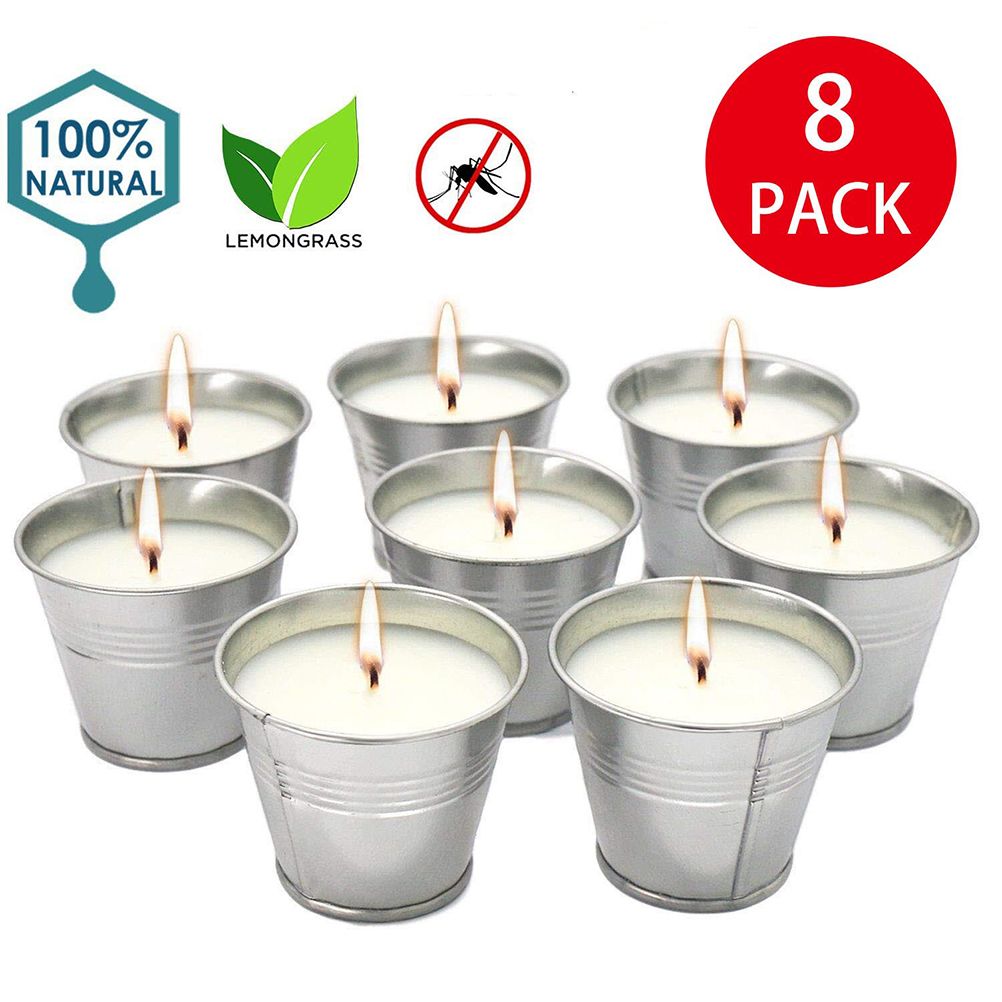 8Pcs/Set Iron Bucket Citronella Candles Scented Candles Smokeless Candle Set