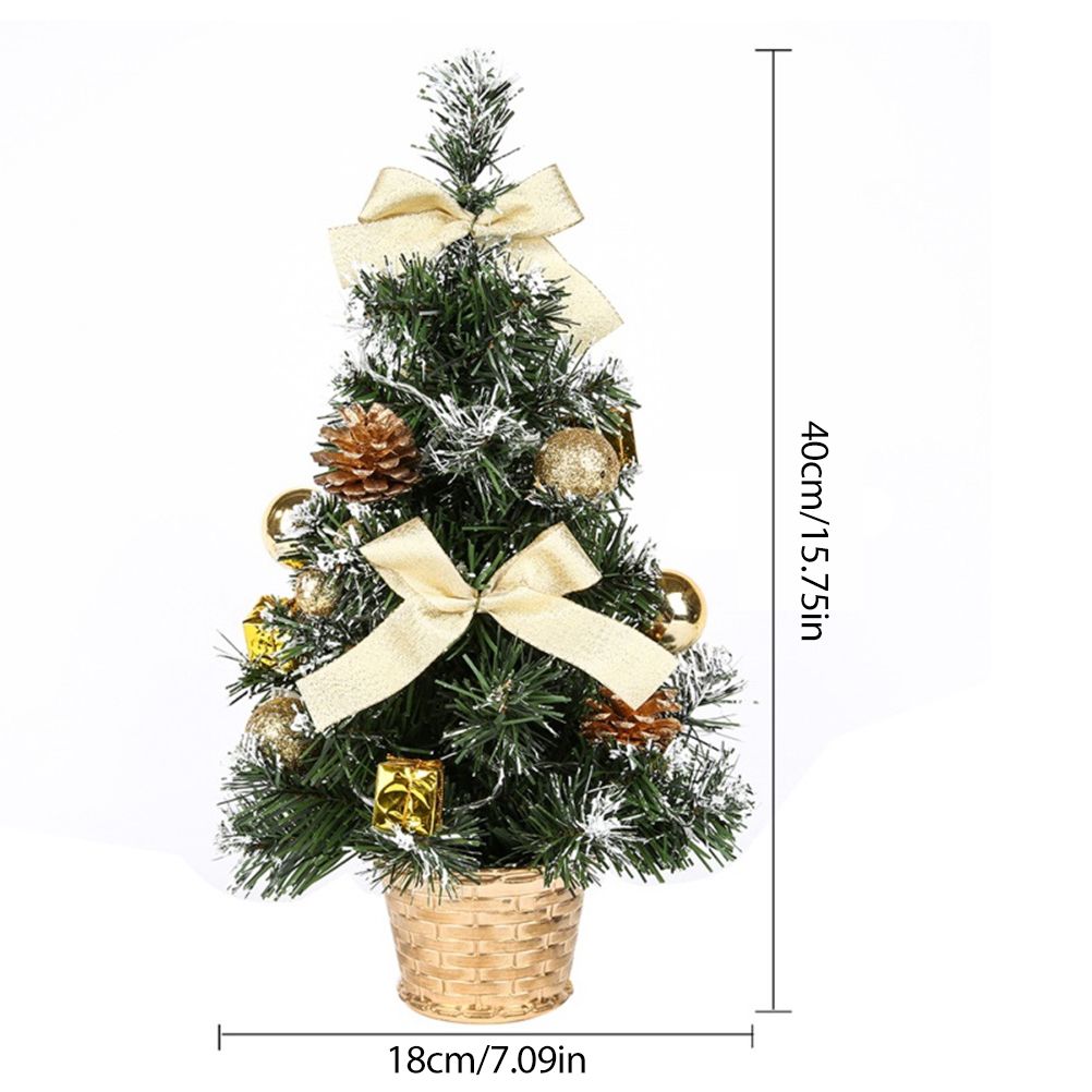 40cm Artificial Tabletop Christmas Tree Mini Xmas Decoration Tree with LED Light Decoration for Christmas Day