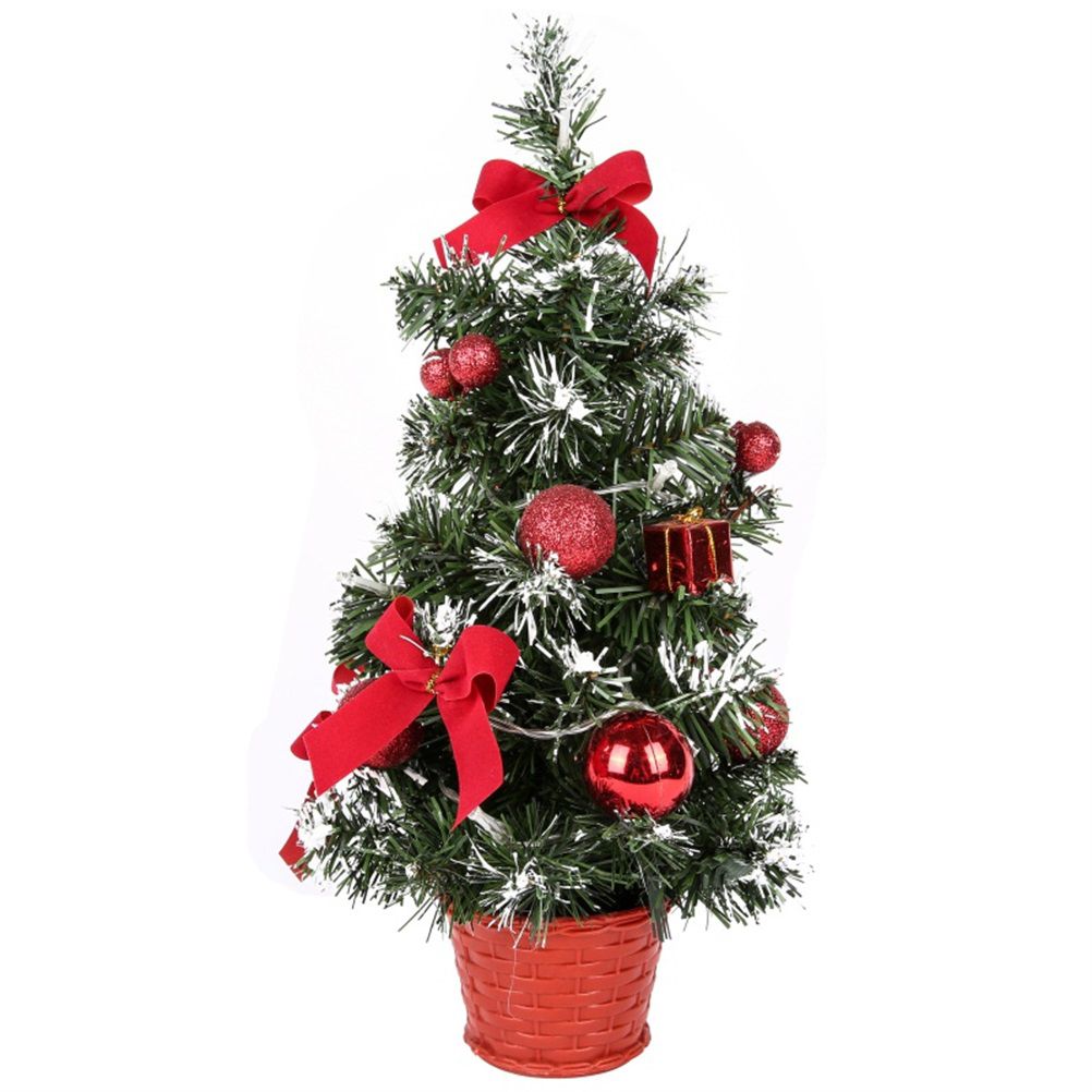 40cm Artificial Tabletop Christmas Tree Mini Xmas Decoration Tree with LED Light Decoration for Christmas Day