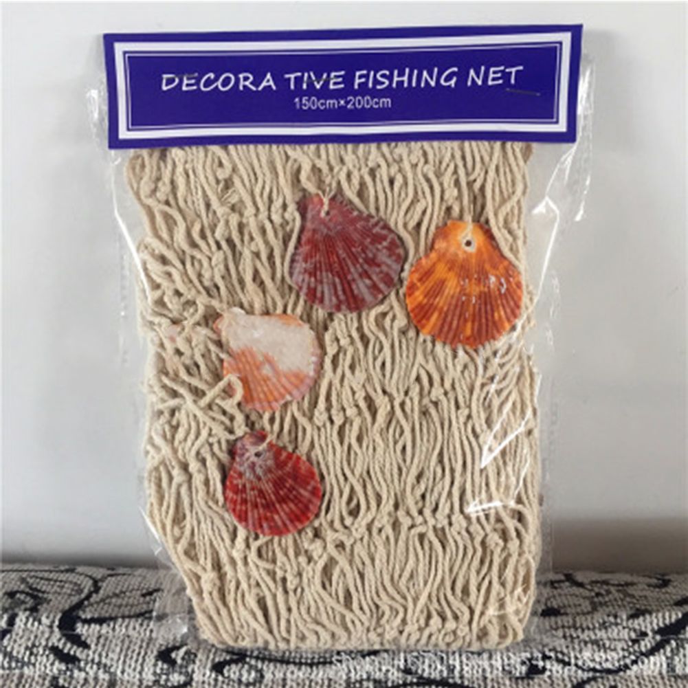 Mediterranean Style Fish Net with Shells Decoration Retro Photography Props Fish Net Wall Decor