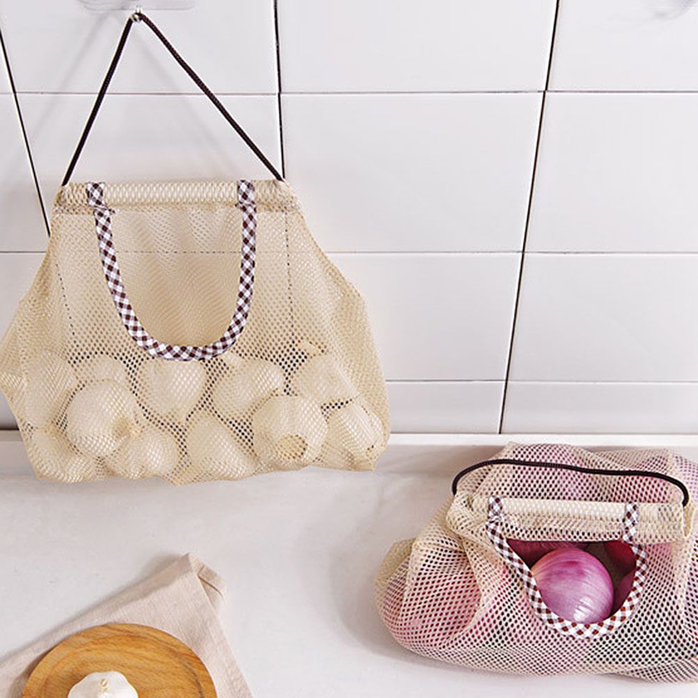 3Pcs Fruit Hanging Mesh Storage Bags for Potatoes Onions Vegetables Reusable Net Storage Tote Bags