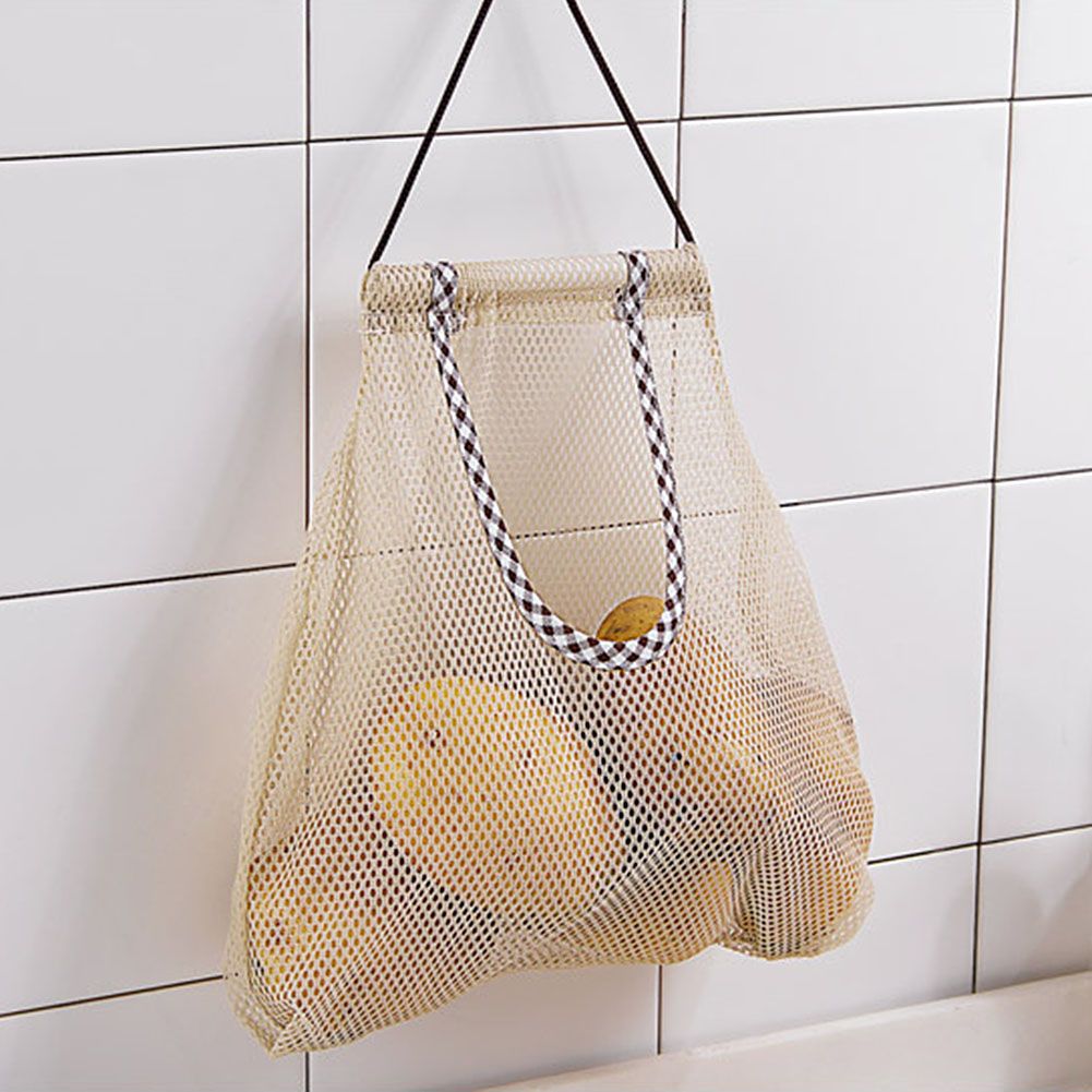 3Pcs Fruit Hanging Mesh Storage Bags for Potatoes Onions Vegetables Reusable Net Storage Tote Bags