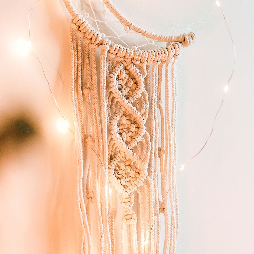 Moon Shaped Dream Catcher Cotton Rope Woven Ornaments Woven Wall Art