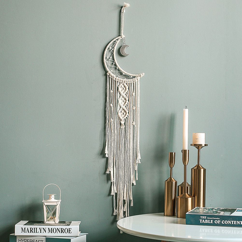 Moon Shaped Dream Catcher Cotton Rope Woven Ornaments Woven Wall Art