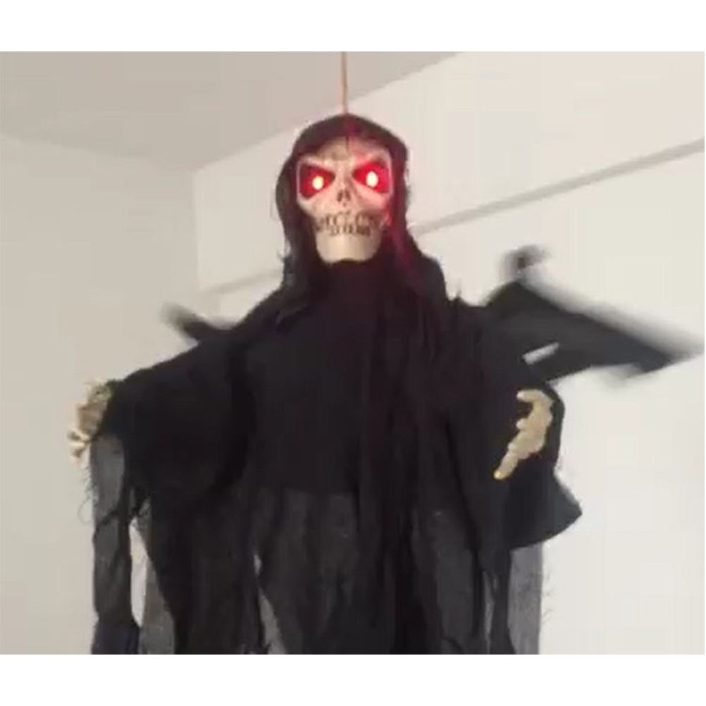 Hanging Bat Ghost Mixed Voice Control Lightening Eyes Screaming Moving Trick or Treat Party Hanging Decoration Best Halloween Decoration Prop