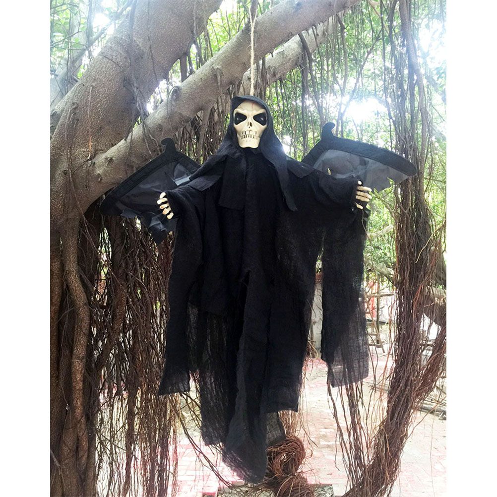 Hanging Bat Ghost Mixed Voice Control Lightening Eyes Screaming Moving Trick or Treat Party Hanging Decoration Best Halloween Decoration Prop