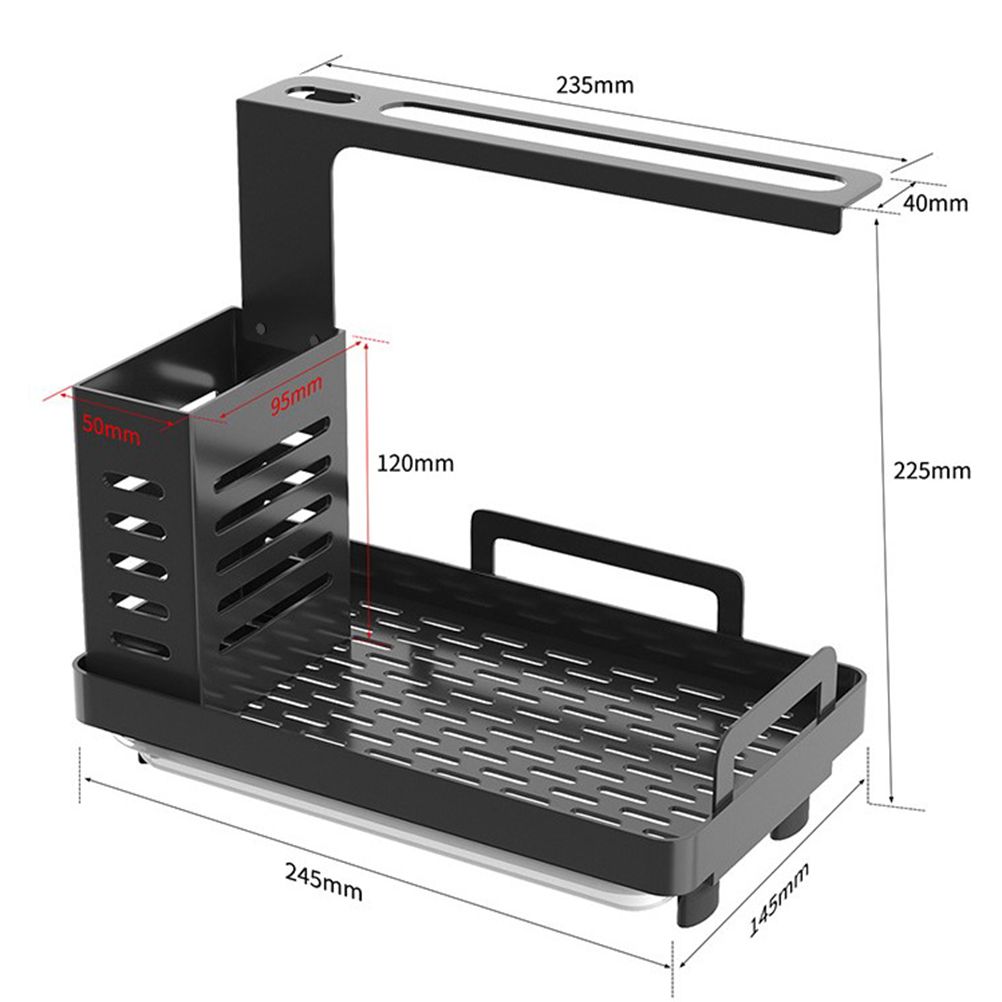Kitchen Sink Caddy Organizer 304 Stainless Steel Sponge Soap Brushes Dispenser Holder with Rag Rack Suction Cups Dishcloth Holder with Drain Pan