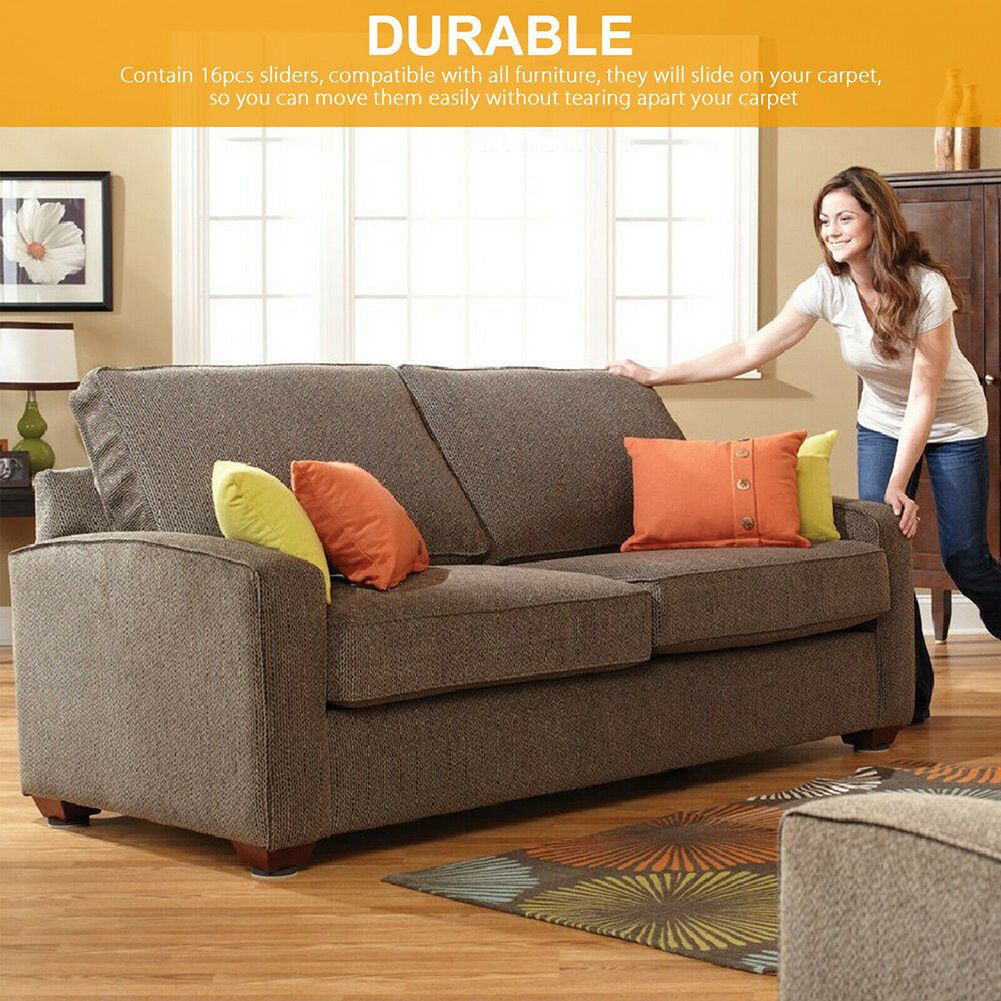 16Pcs 3.5 inch Round Carpet Furniture Sliders for Carpeted and Hard Floor Surface