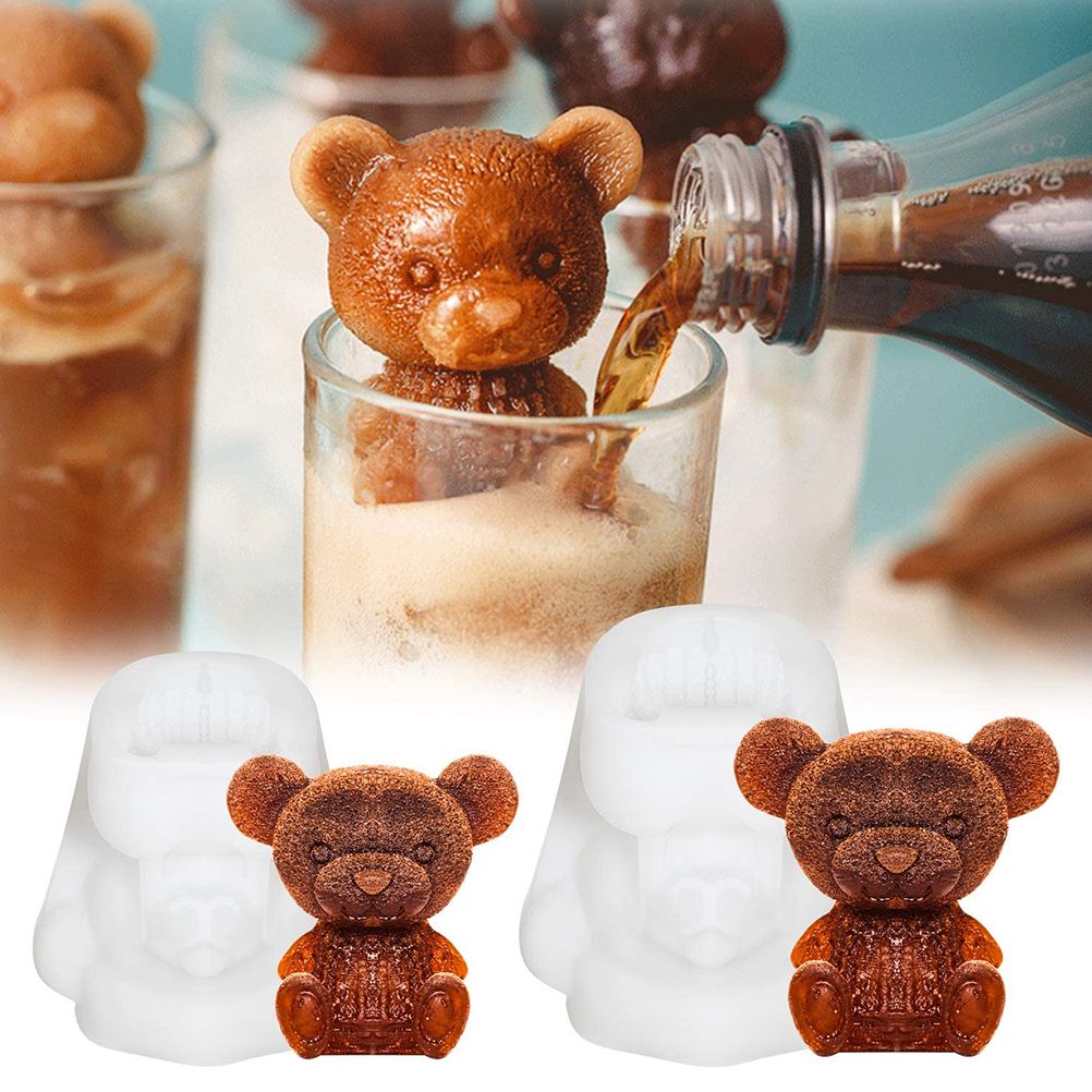 3D Teddy Bear Fondant Mold Silicone Animal Mold Soap Candle Mold Ice Cube for Coffee Milk Tea Candy Gummy Fondant Cake Baking Cupcake Topper Decoration