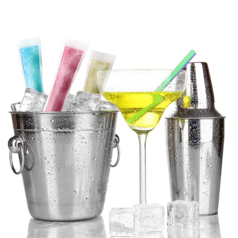 100pcs/Pack Plastic Sicles Freezer Bags Ice Cream Making Mould DIY Yogurt Summer Drinks with Funnel