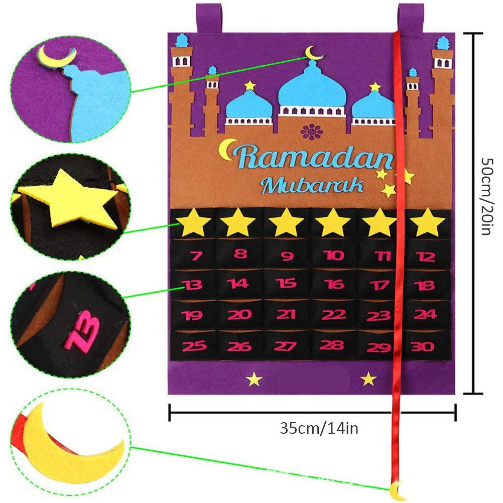 Eid Mubarak Countdown Calendar Felt Eid Mubarak Advent Calendar Ramadan Party Decoration