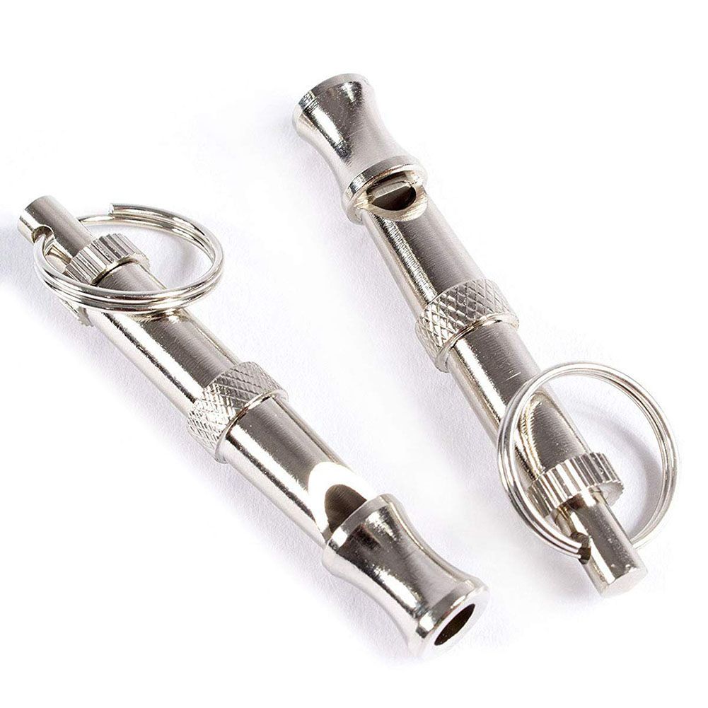 Portable Pet Dog Whistle Keychain Two Tone Ultrasonic Flute Stop Barking Sound Repeller Dog Training Whistle