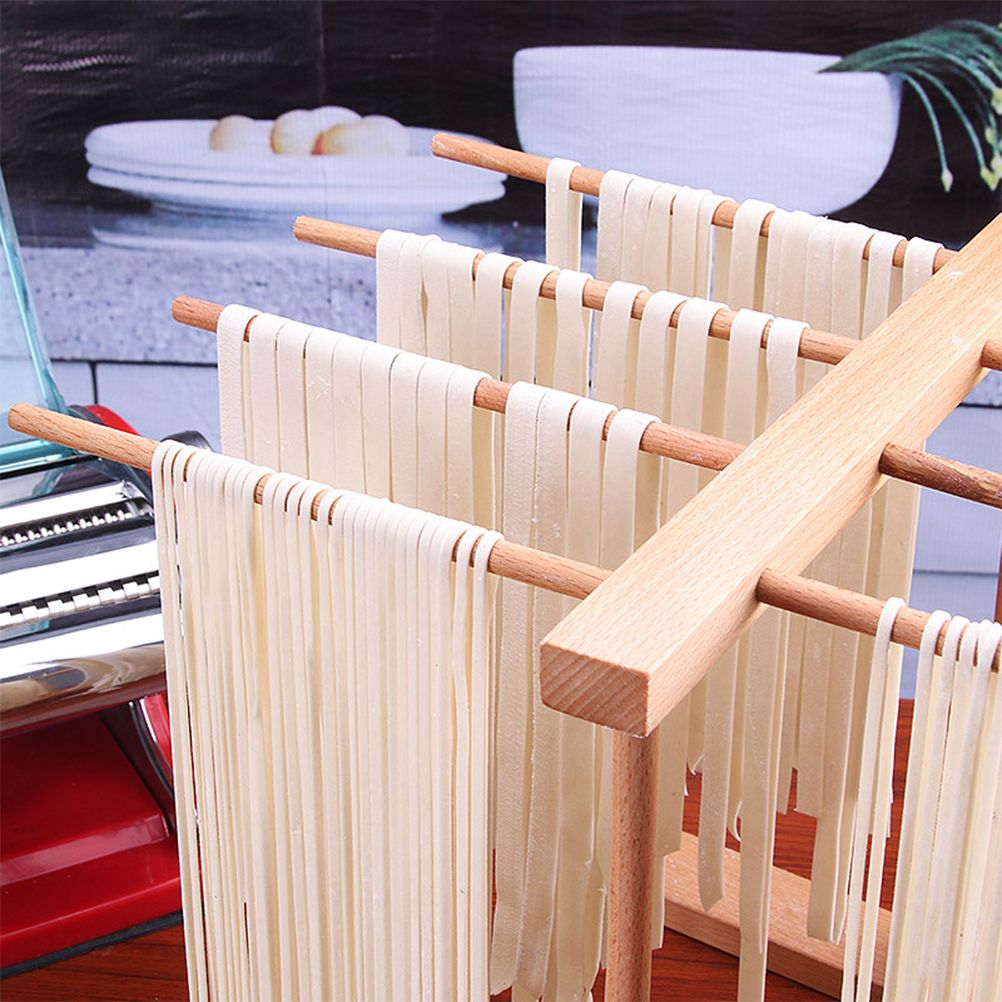 Collapsible Wooden Pasta Drying Rack Beechwood Noodle Spaghetti Holder