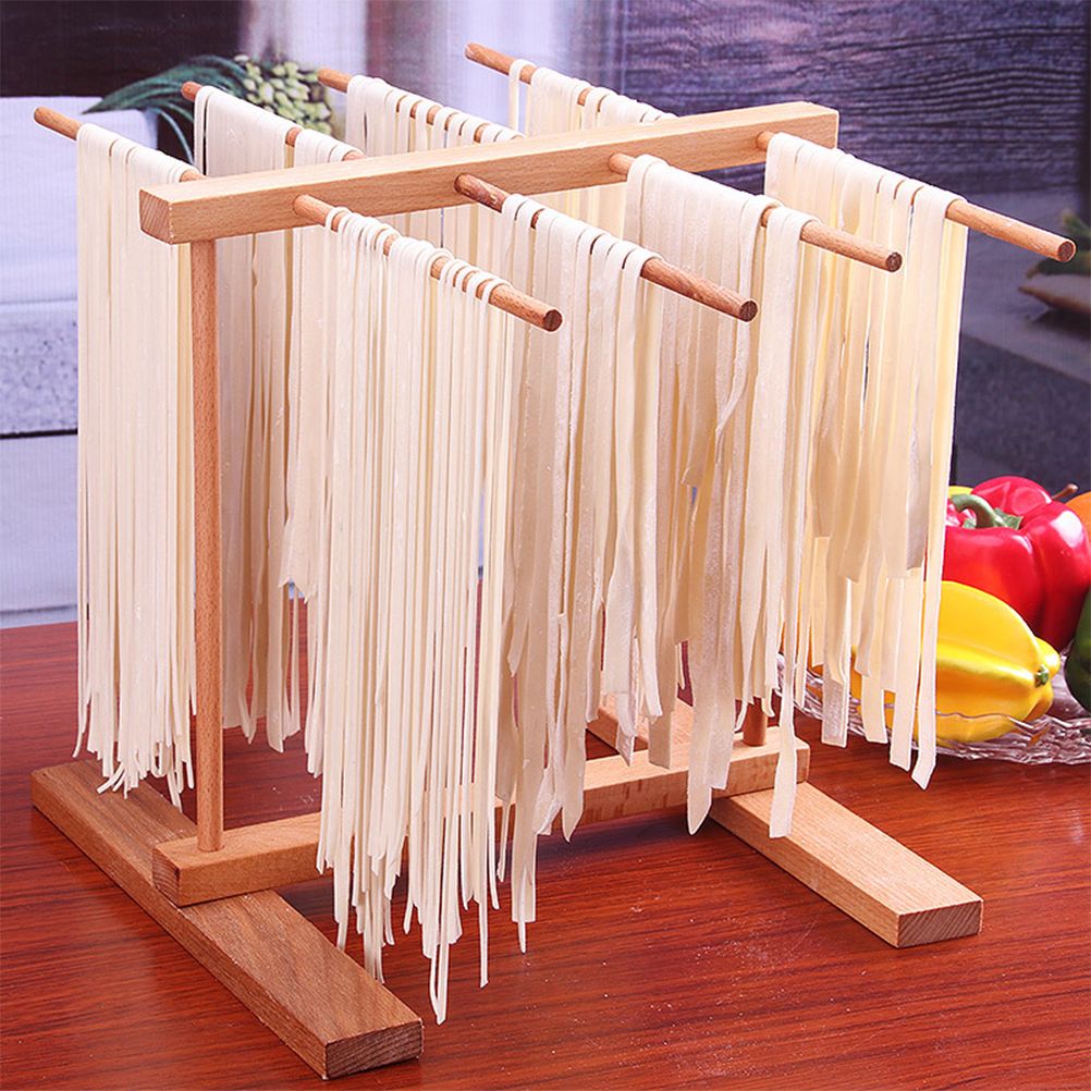 Collapsible Wooden Pasta Drying Rack Beechwood Noodle Spaghetti Holder