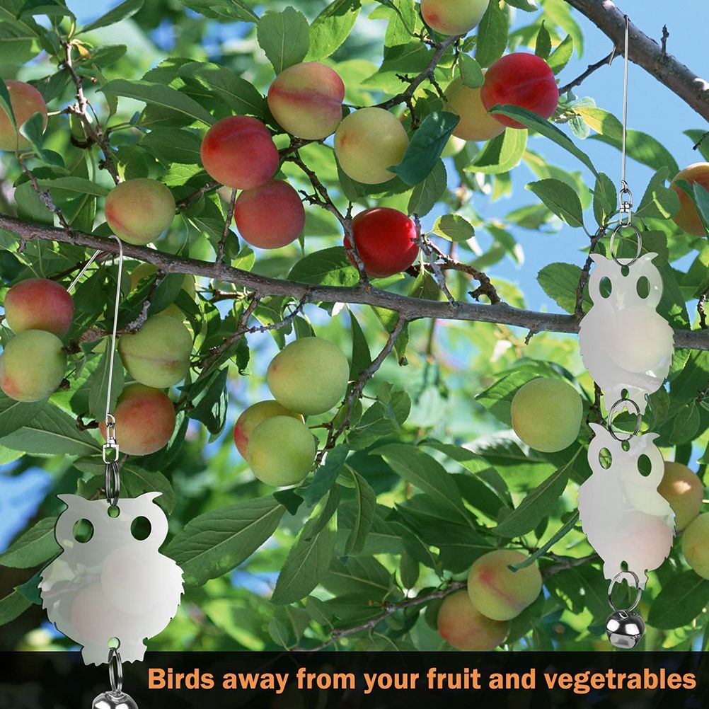 16PCS Bird Repellent Reflective Owl Shaped Bird Repellant with Bells Garden Plant Protector