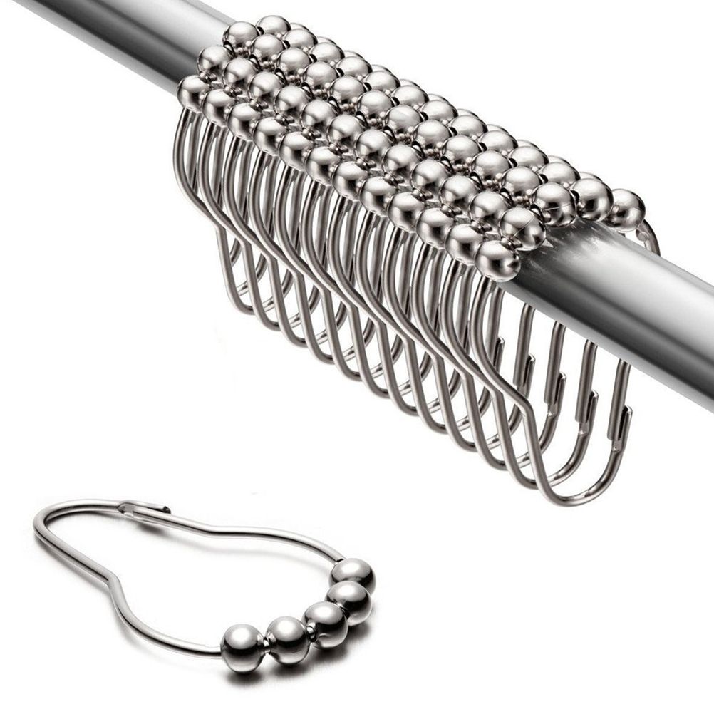 12PCS Antirust Double Glide Shower Curtain Hooks for Bathroom Shower Rods Curtains