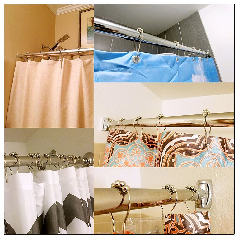 12PCS Antirust Double Glide Shower Curtain Hooks for Bathroom Shower Rods Curtains
