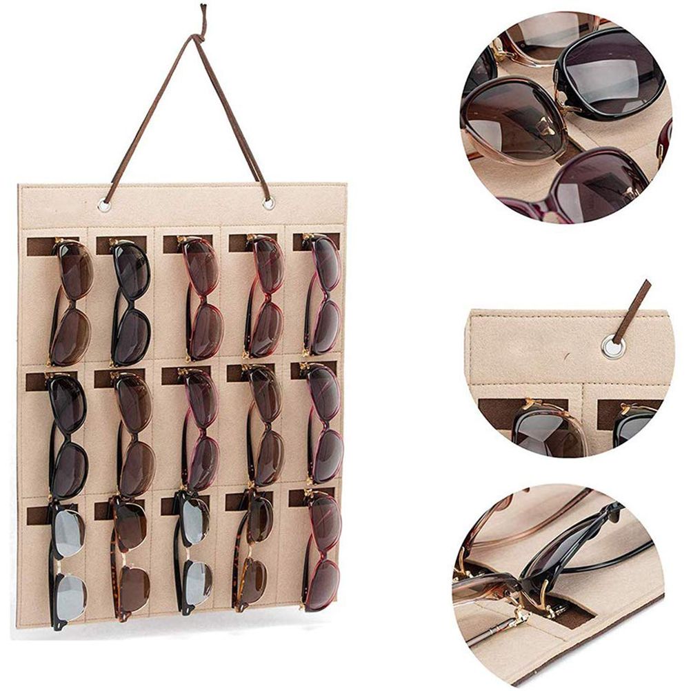 Hanging Sunglasses Organizer Wall Mounted 15 Slots Glasses Storage Organizer Holder