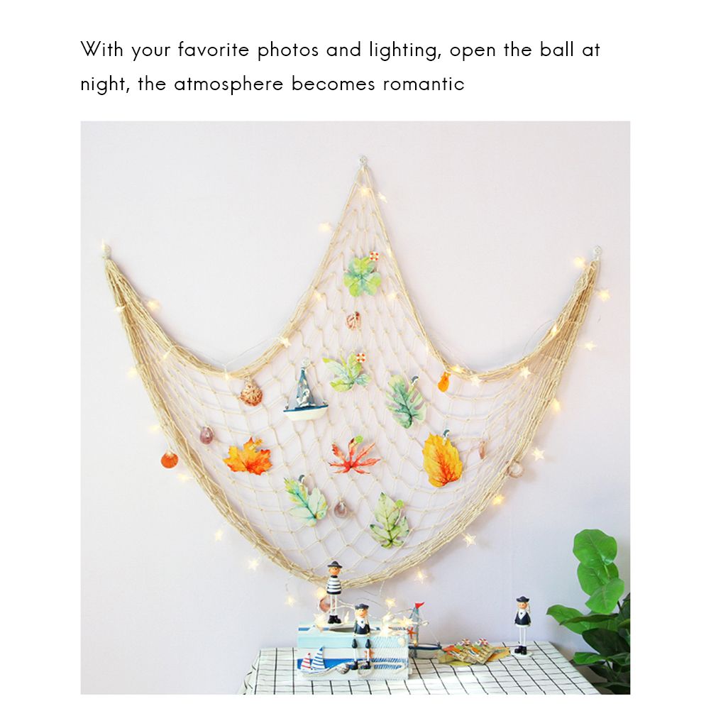 Decorative Fishing Net Wall Decor with Seashells Nautical Style Wall Hangings Ornament