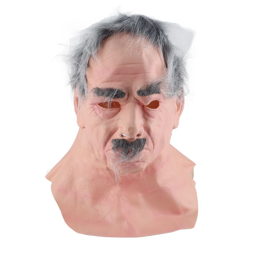 Halloween Latex Old Man Face Cover Elder Old Man Headgear for Masquerade Halloween Headgear Prop