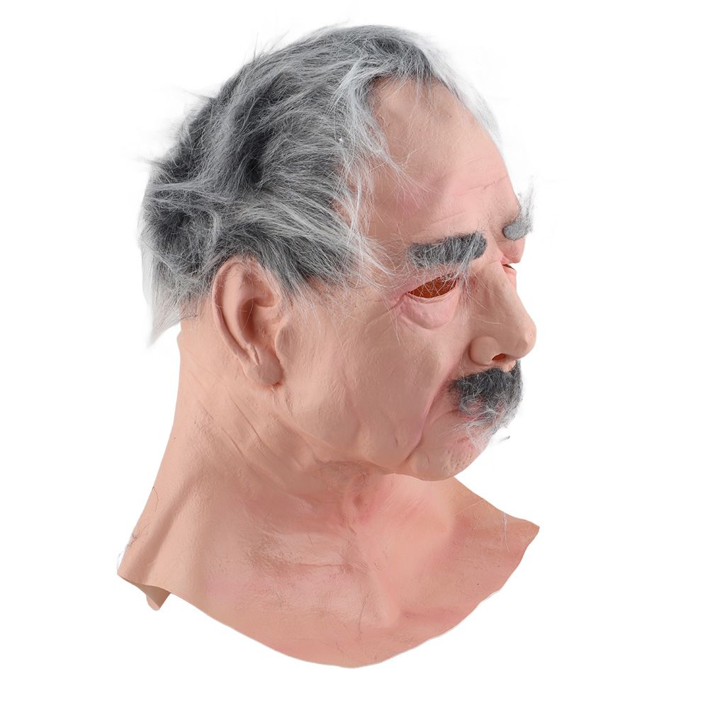 Halloween Latex Old Man Face Cover Elder Old Man Headgear for Masquerade Halloween Headgear Prop