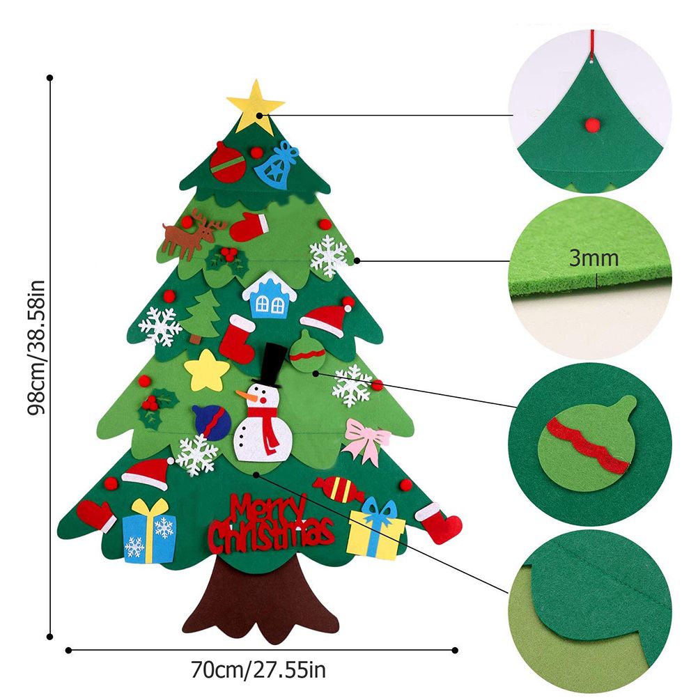 Felt Christmas Tree DIY Soft Christmas Tree with Ornaments and String Light