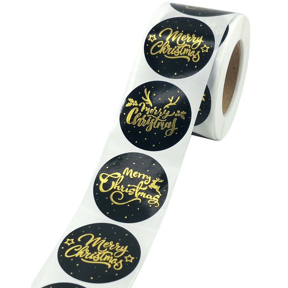 500Pcs/Roll 3.8cm Christmas Stickers Round Envelope Gift Cards Package Labels