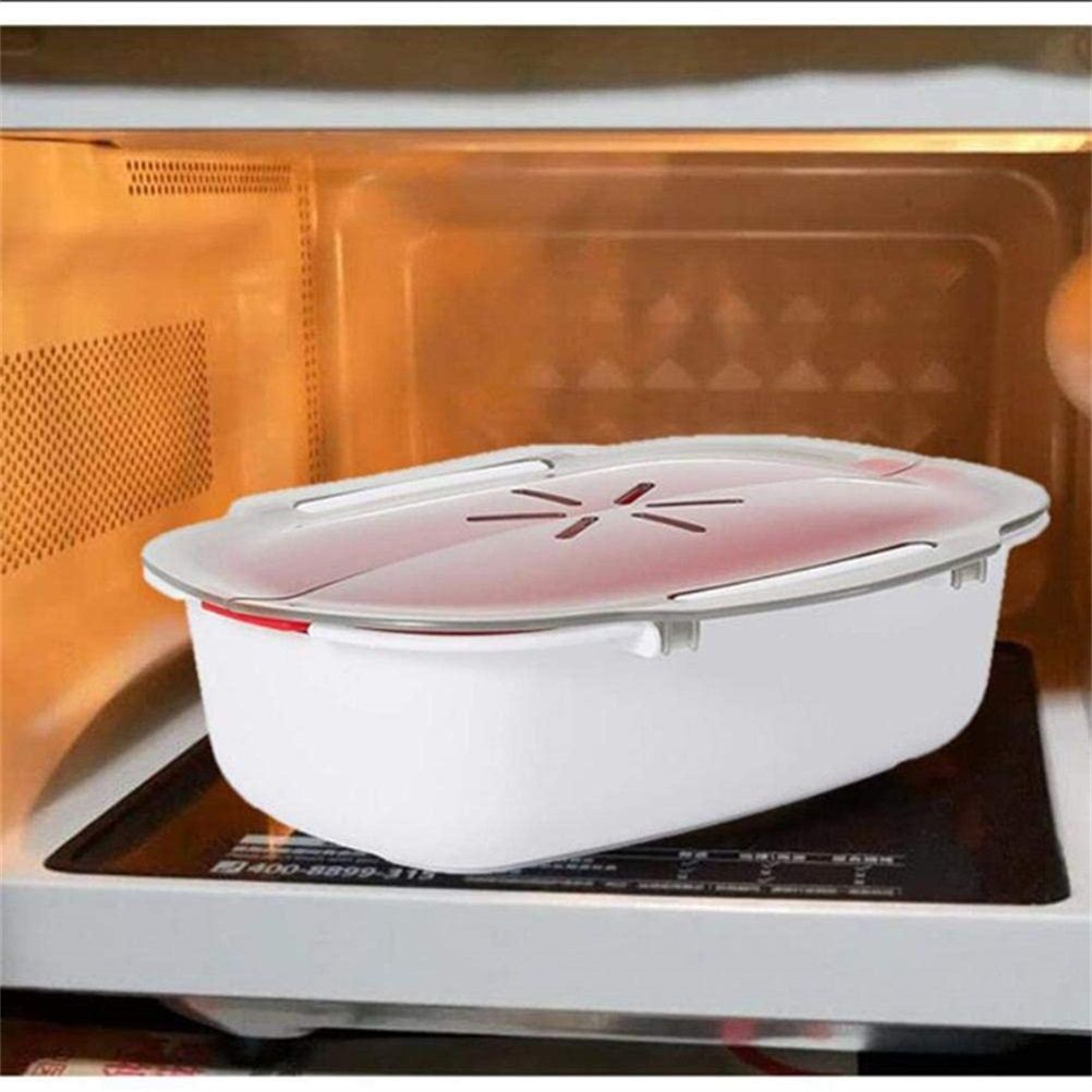 Microwave Cooker Food Container with Removable Basket