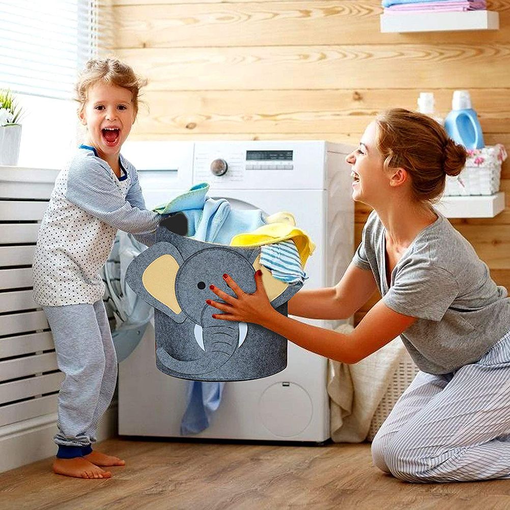 Cartoon Felt Storage Bucket Children's Toys Dirty Clothes Storage Bag Multifunctional Practical Laundry Basket