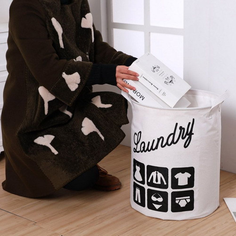 Foldable Fabric Laundry Basket Cotton Laundry Large Bag Collapsible Storage Basket
