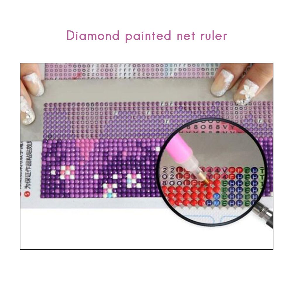 Rhinestone Painting Drawing Ruler Dot Drill Rhinestone Embroidery Mesh Ruler Stainless Steel Ruler Tool